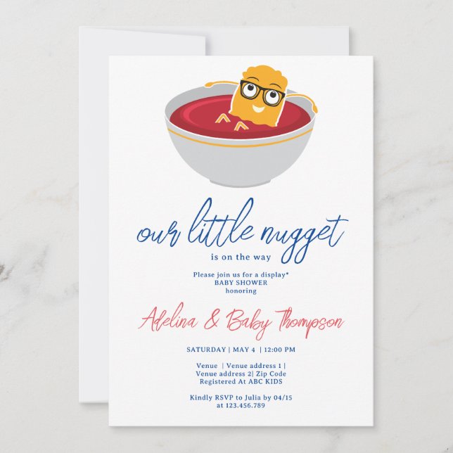 Invitación Cuidada Pollita Nugget Nugget Bebé Ducha (Anverso)