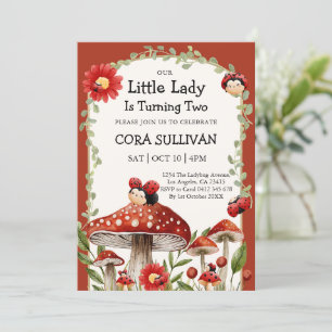 Invitación Cuidada Roja Nuestro Pequeño Chica De Bichos De La