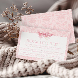 Invitación Cuidada Rubor Rosa Bow Baby Shower Book por bebé