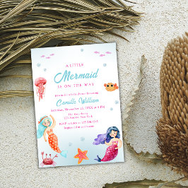 Invitación Cuidada sirena Ocean Coral Baby Shower