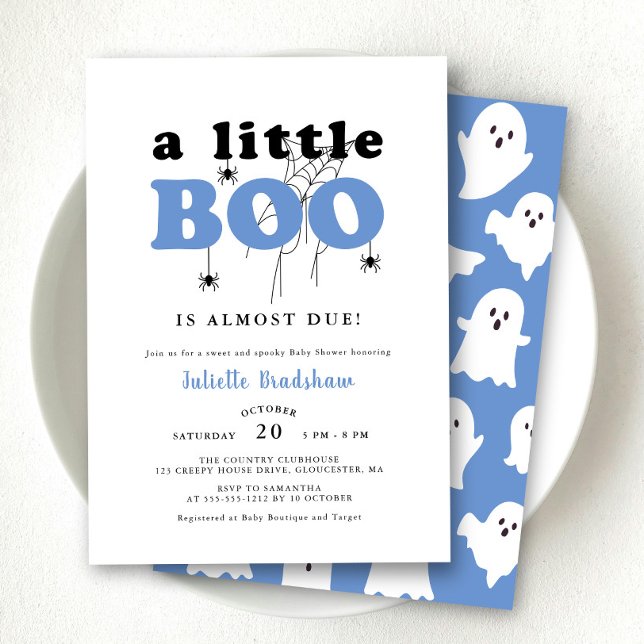 Invitación Cuidada Un Pequeño Bote Azul Halloween Boy Baby Sh (Subido por el creador)