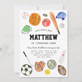 Invitación Cuidado All Star Sports Balls Equipo Niño Nacimien