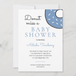 Invitación Cuidado Azul Donut Miss Un Baby Shower
