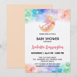 Invitación Cuidado bebé dragón dinosaurio acuarela ducha bebé