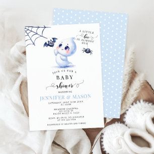 Invitación Cuidado Blue Little Boo Baby Ghost Boy Shower