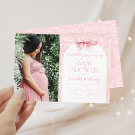 Invitación Cuidado boho rosa de la proa rosa bebé ducha foto