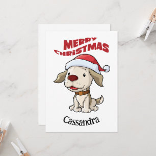 Invitación Cuidado cachorro Feliz Navidad personalizado tarje