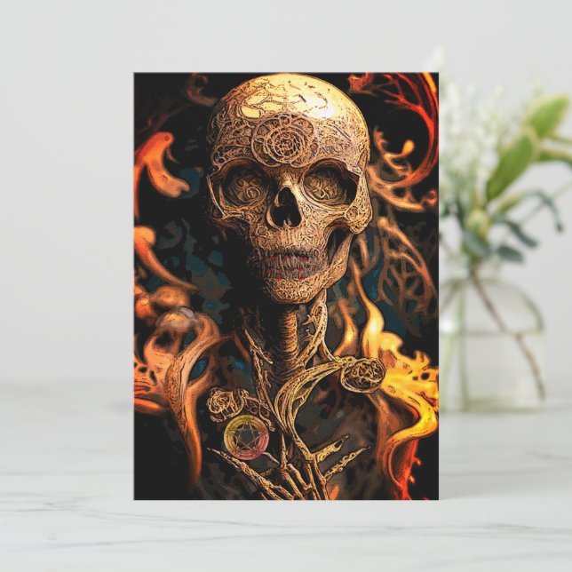 Invitación Cuidado con la Halloween Muerta (Anverso de pie)