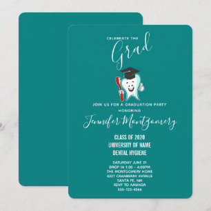 Invitación Cuidado Dental Diente Feliz con Graduación de Cepi