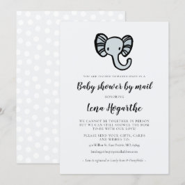 Invitación Cuidado elefante azul Baby Shower por correo