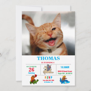 Invitación Cuidado gato de tabique llorando con un ojo