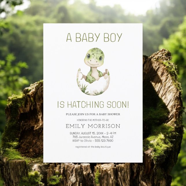 Invitación Cuidado Hatching Dinosaurio Pronto Bebé Ducha (Subido por el creador)