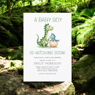 Invitación Cuidado Hatching Dinosaurio Pronto Bebé Ducha