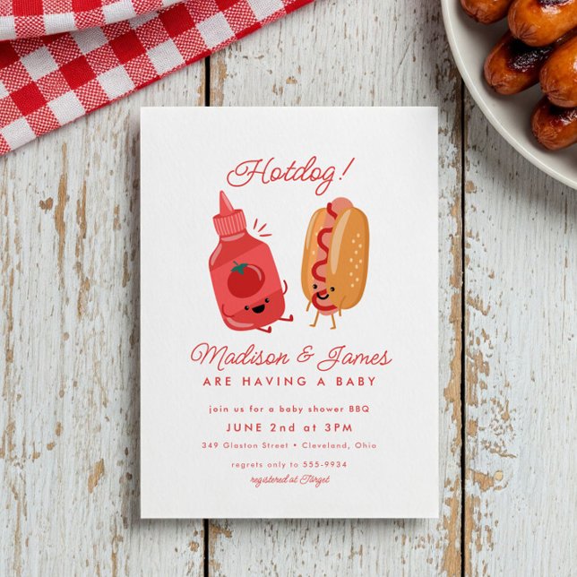 Invitación Cuidado Hotdog Picnic BBQ Red Baby Shower (Subido por el creador)