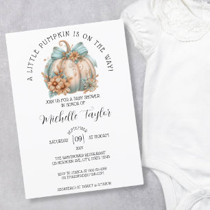 Invitación Cuidado pequeño calabaza barbudo otoño floral Baby