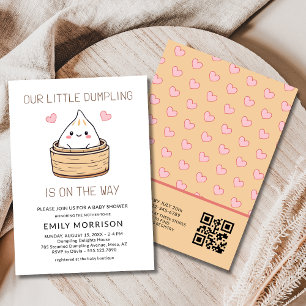 Invitación Cuidado Pequeño Dumpling Código QR Baby Shower