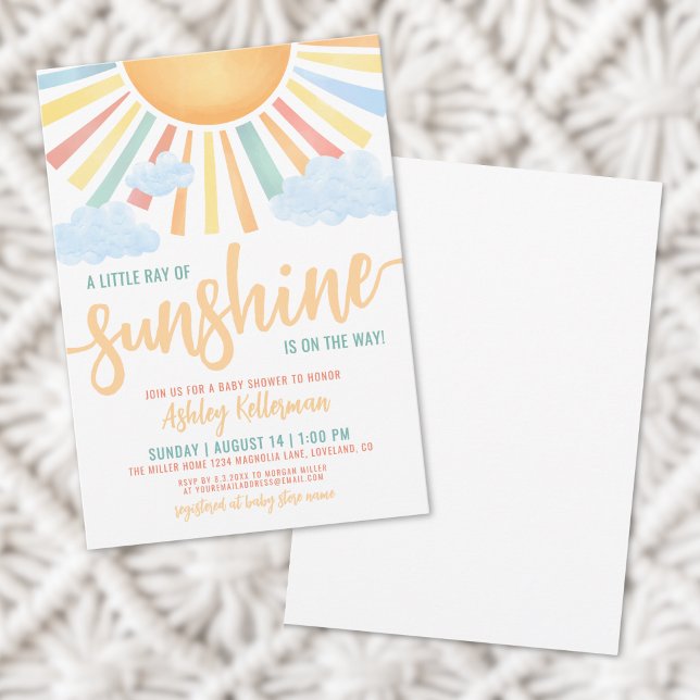 Invitación Cuidado pequeño Sunshine Boy Baby Shower (Cute Little Sunshine Boy Baby Shower Invitation)