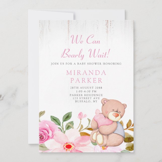 Invitación Cuidado que podemos esperar a la Chica Baby Shower (Anverso)