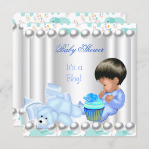 Invitación Cuidado quequito azul Baby Shower Boy