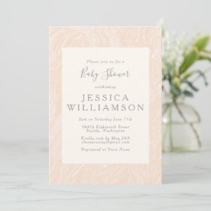 Invitación Cuidado simple Boho Peach Rubor Marble Baby Shower