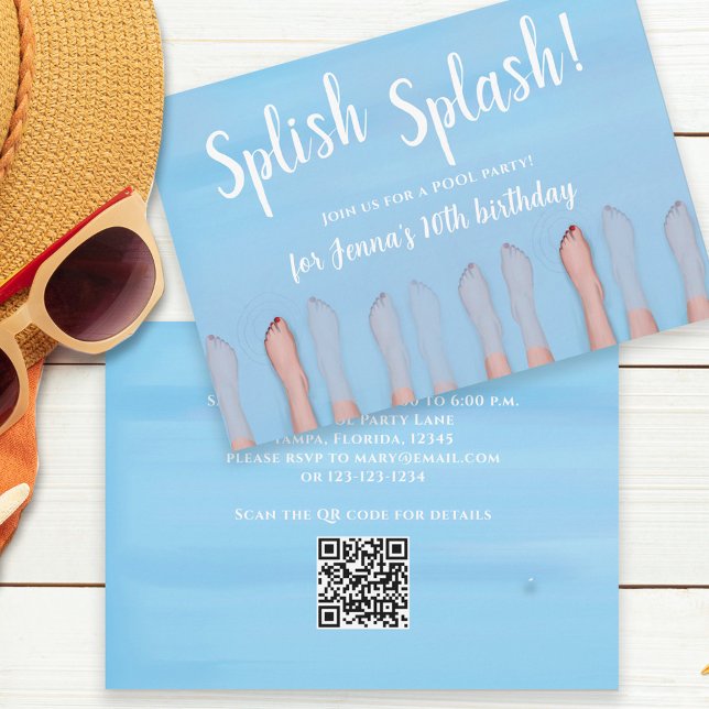 Invitación Cuidado Summer Beach Lake Ocean Girly Fiesta QR Có (Subido por el creador)