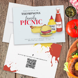 Invitación Cuidado Summer Picnic BBQ Diversión QR Código Medi