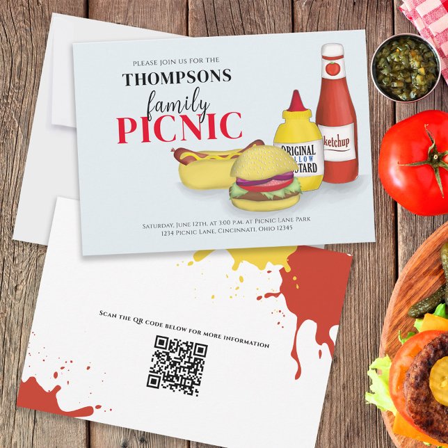 Invitación Cuidado Summer Picnic BBQ Diversión Whimsical QR C (Subido por el creador)