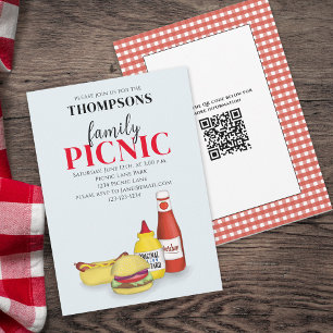 Invitación Cuidado Summer Picnic Cocina de moda Código QR