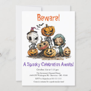 Invitación "¡Cuidado! ¡Una celebración espeluznante espera!"