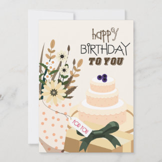 Invitación Cuidado y minimalista Feliz cumpleaños para ti