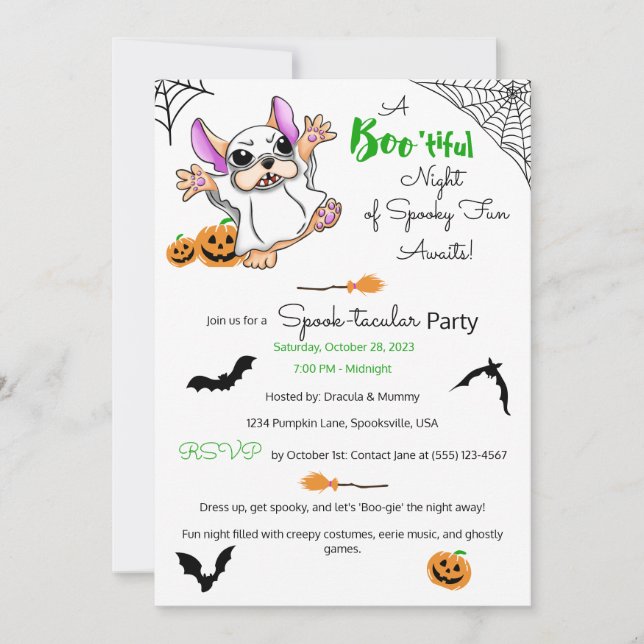 Invitación Cuidados calabazas fantasmas fiesta de Halloween (Anverso)