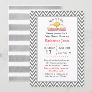 Invitación Cuidados Chicas que eres mi Sunshine Baby Shower