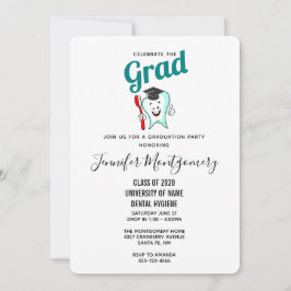 Invitación Cuidados dentales Feliz Diente con Graduación