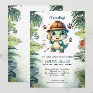 Invitación Cuidados dinosaurios Guay Dino Baby Boy Shower