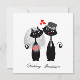 Invitación Cuidados Gatos Hipster Novia Y Groom Purrfect!