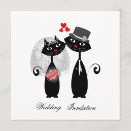 Invitación Cuidados Gatos Hipster Novia Y Groom Purrfect!
