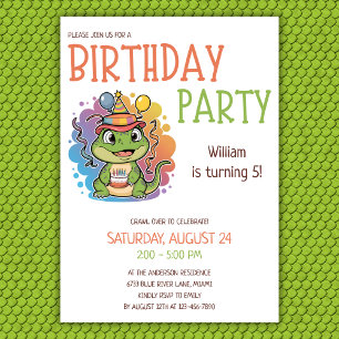Invitación Cuidados niños coloridos Reptiles Fiesta de cumple