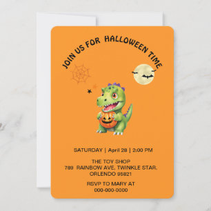Invitación Cuidados trucos de calabaza de dinosaurio para tra