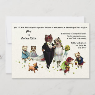 Invitación Cuidados Y Graciosos Gatos Bodas De Novia Y Groom