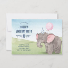 Invitación Cuidadoso cumpleaños de elefante acuático