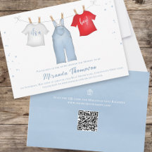Cuidadoso niño bebé Denim Whimsical Azul Código QR