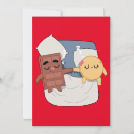 Invitación Cuidando En Verano Divertido Pareja Choco Y Panque