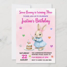 Invitación Cuidar a un conejo cualquier fiesta de cumpleaños 