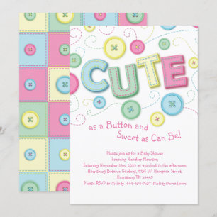 Invitación Cuidar como un botón de coser Baby Shower