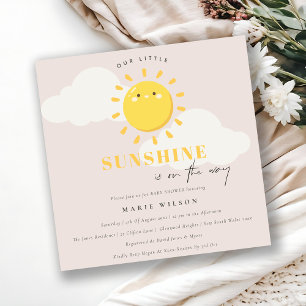 Invitación Cuidar nuestro pequeño Chica Rubor Sunshine Baby S