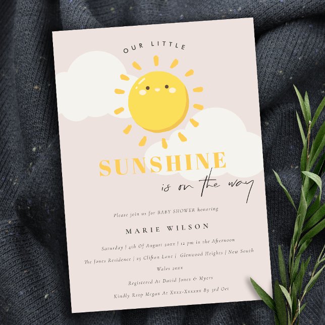Invitación Cuidar nuestro pequeño Chica Rubor Sunshine Baby S (Subido por el creador)