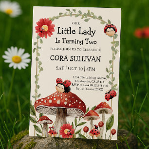 Invitación Cuidar nuestro pequeño cumpleaños Chica de Ladybug