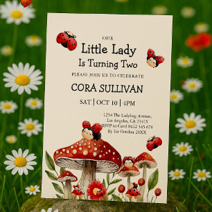 Invitación Cuidar nuestro pequeño cumpleaños Chica de Ladybug