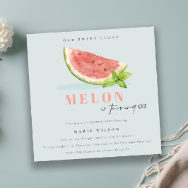Invitación Cuidar nuestro pequeño Melón Azul cualquier cumple