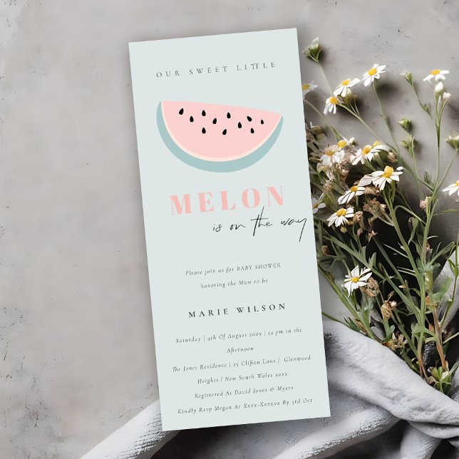 Invitación Cuidar nuestro pequeño Melon Pastel Aqua Blue Baby (Subido por el creador)